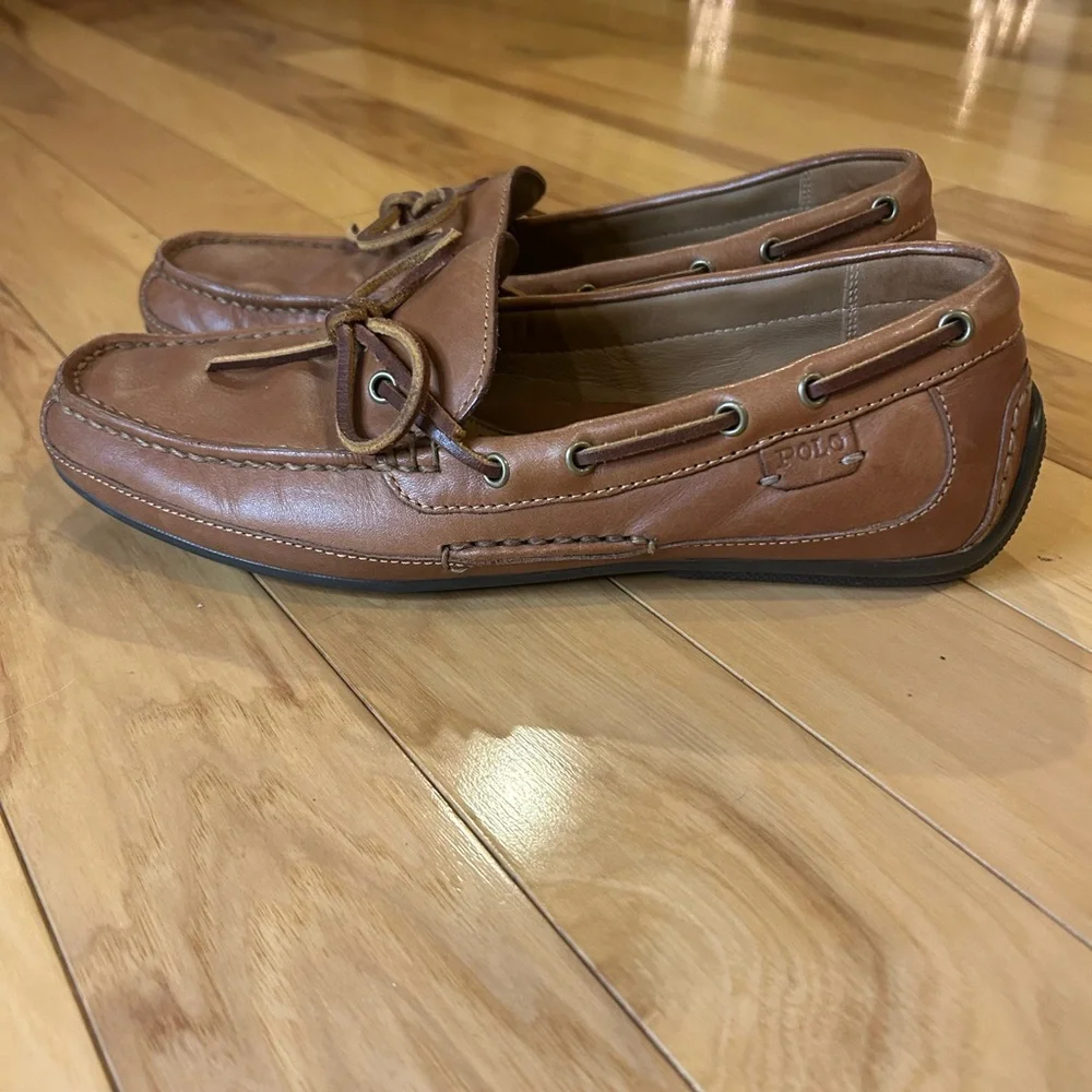 Polo Ralph Lauren Quiet Luxury Brown Leather Driving Loafers 9.5 Old Money